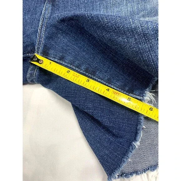 AG Adriano Goldschmied Becke Jean Shorts Women 32R Blue Relaxed Slim Distressed - Picture 6 of 8